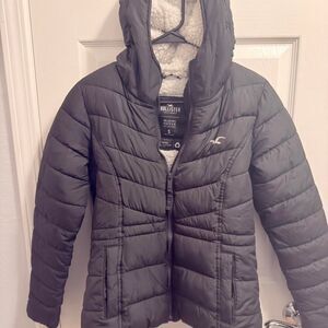 Hollister-co Women's Black and Grey Jacket